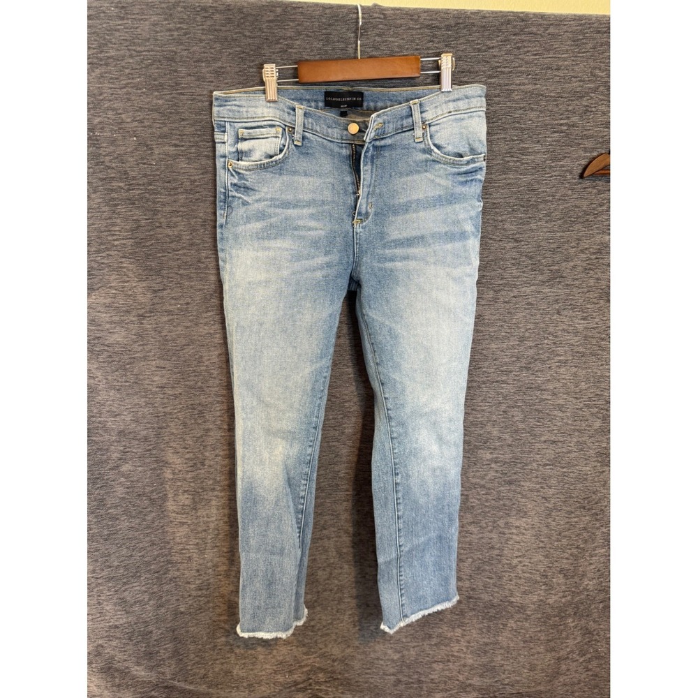 Los Angeles Denim Co Womens Light Wash‎ Raw Hem Skinny Jeans Blue